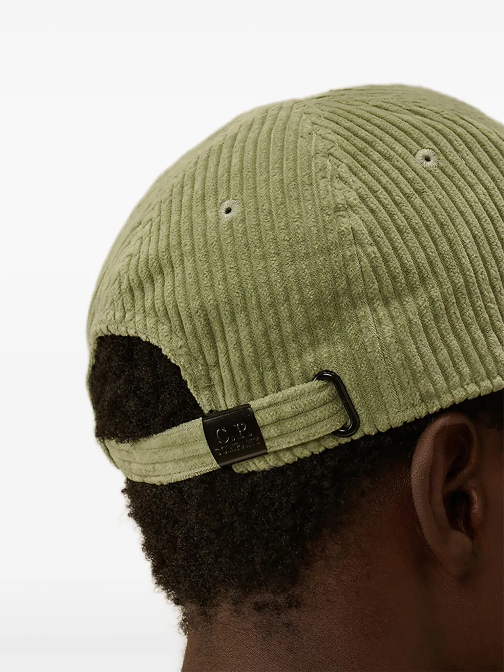 C.p. Company Logo-embroidered Corduroy Cap In Green