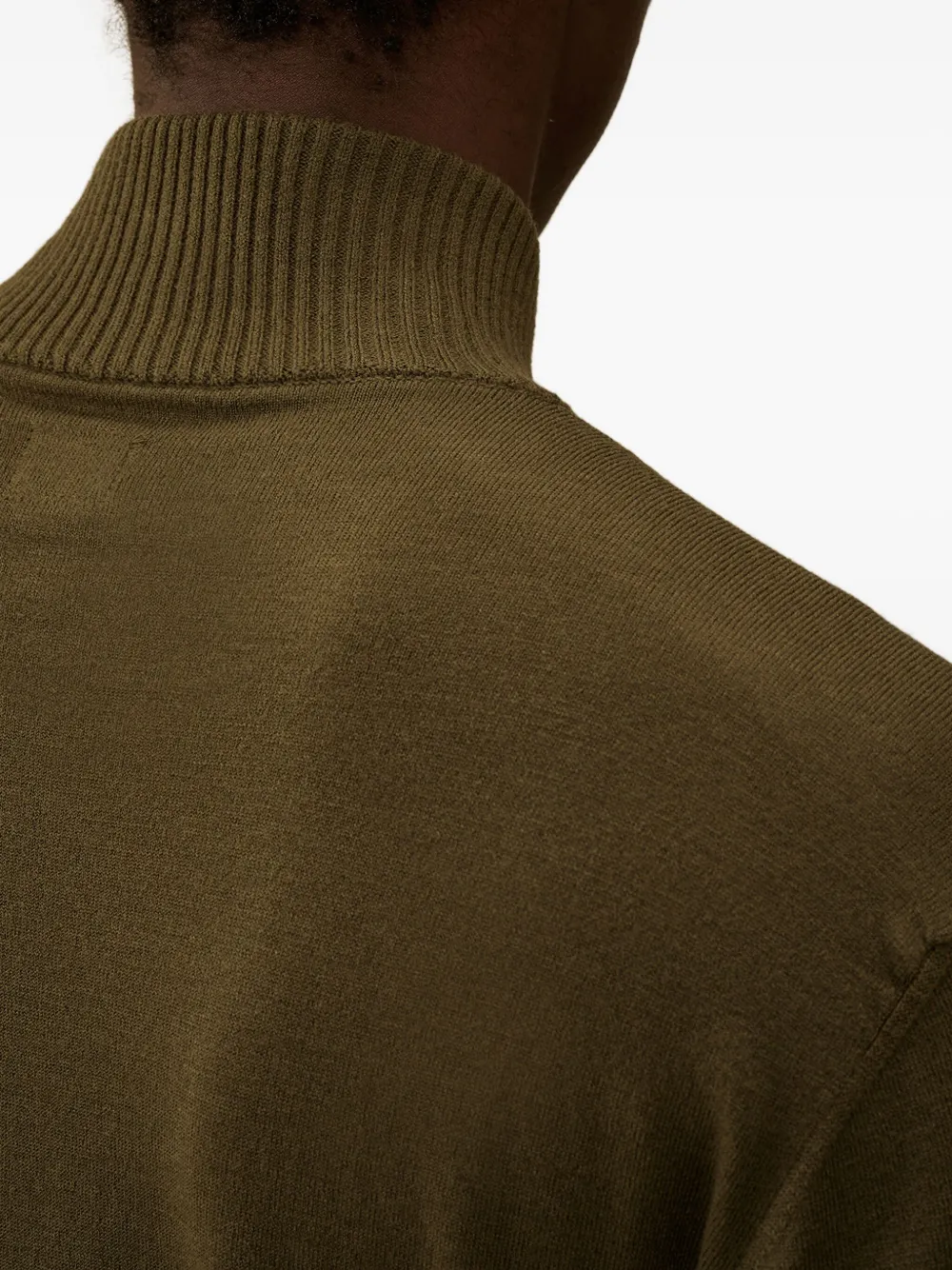 C.P. Company Trui met halve rits en lens detail Groen