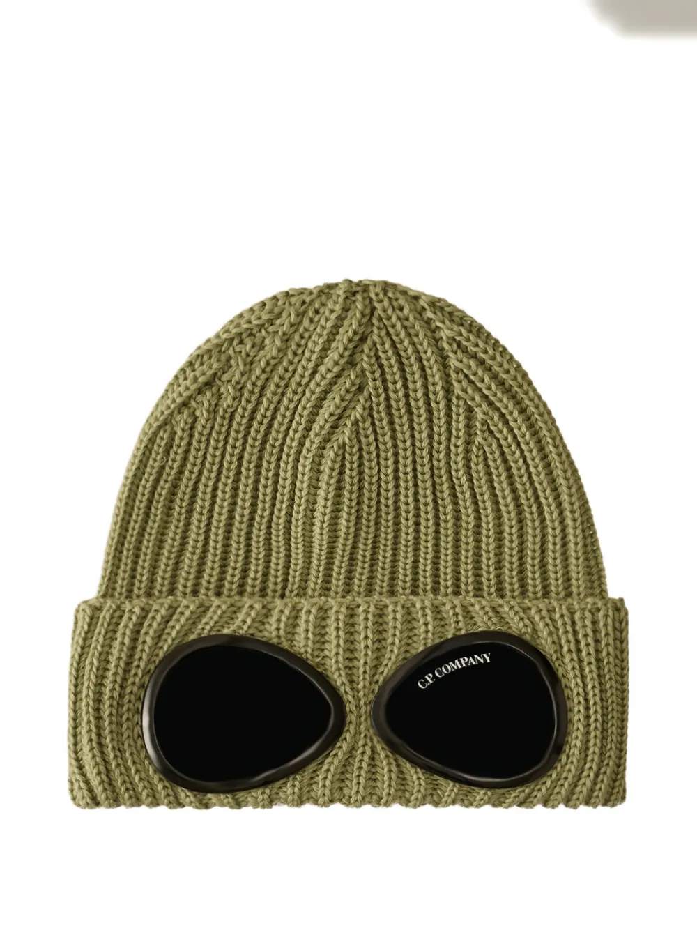 C.P. Company Berretto in lana a coste con applicazione maschera da sci - Verde