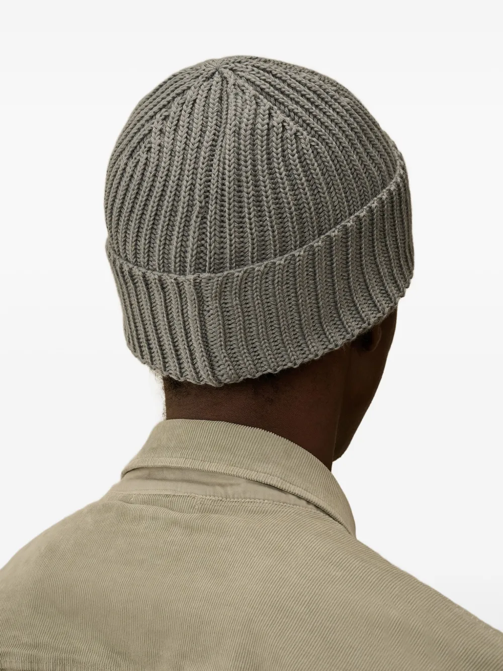 C.P. Company Geribbelde wollen muts met goggle-detail Grijs