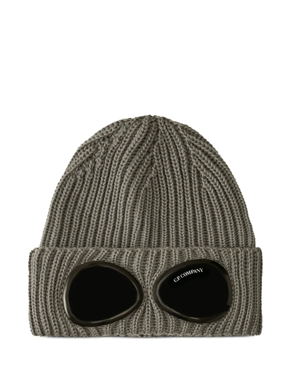 C.P. Company goggle-lens ribbed-wool beanie hat | Grey | Image 1
