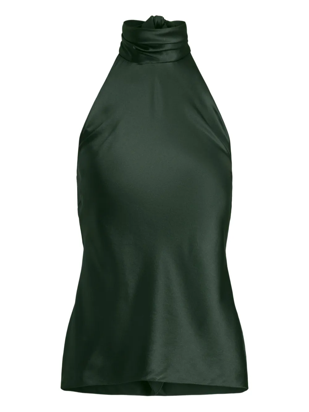 Ralph Lauren Chilton High-neck Tie-neck Top In Green
