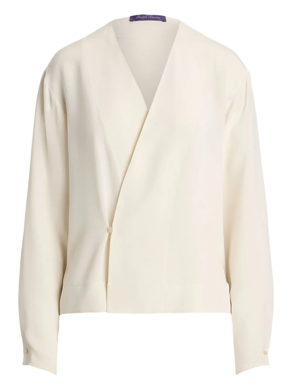 Ralph Lauren Collection Top met gewikkelde voorkant en lange mouwen Beige