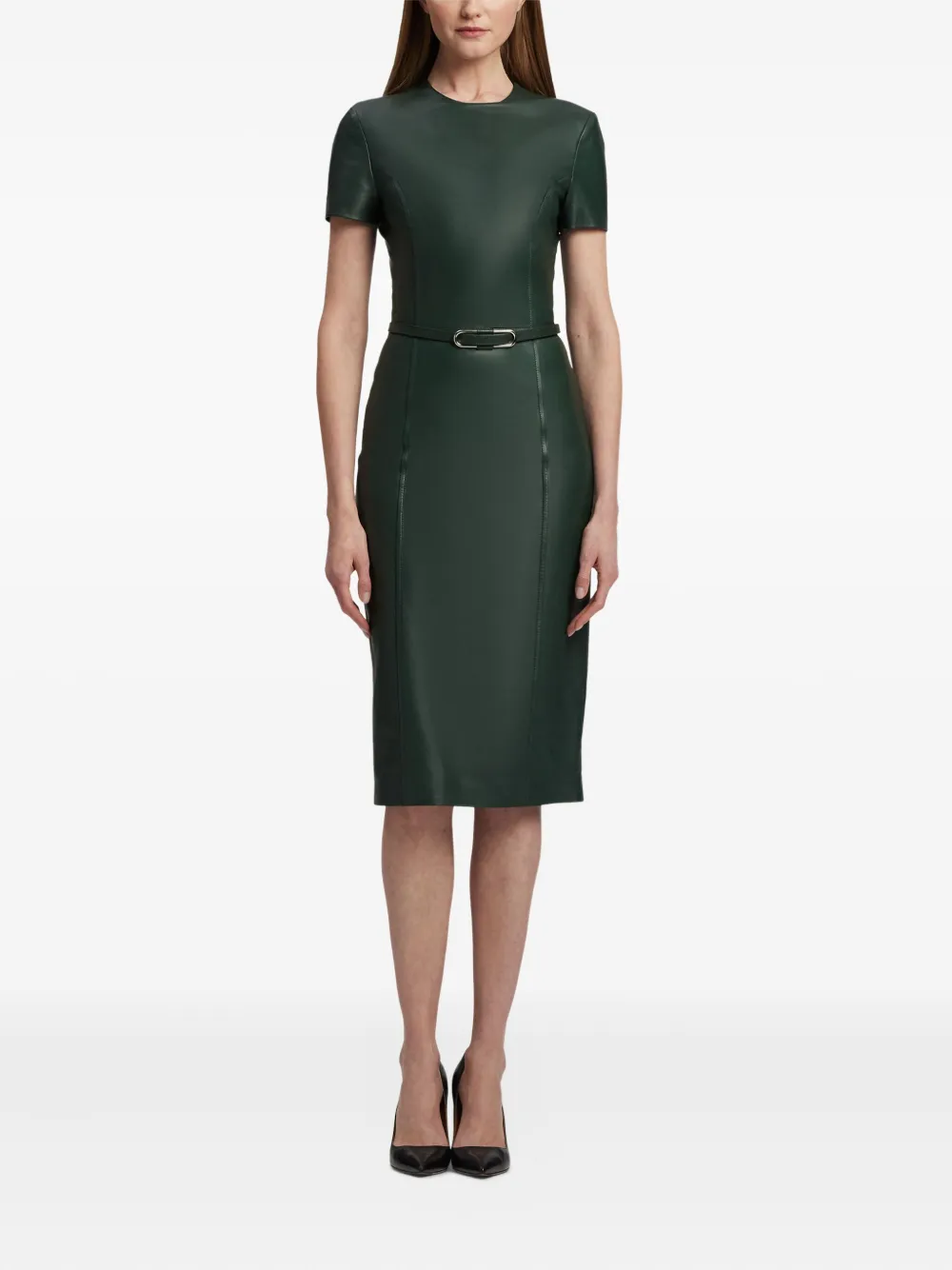 Ralph Lauren Collection short-sleeve belted dress Groen