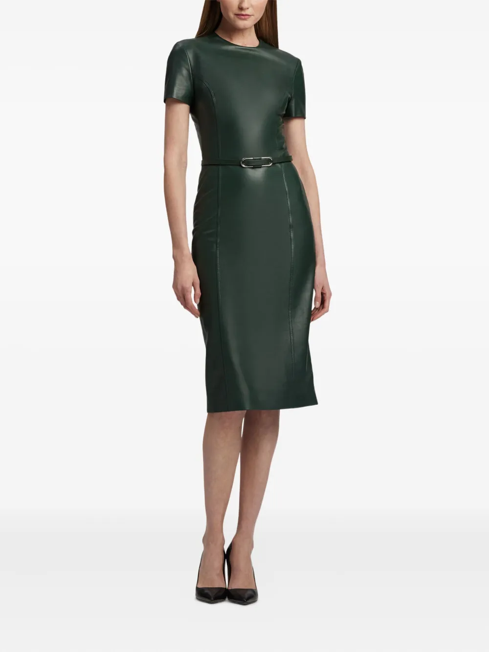 Ralph Lauren Collection short-sleeve belted dress Groen