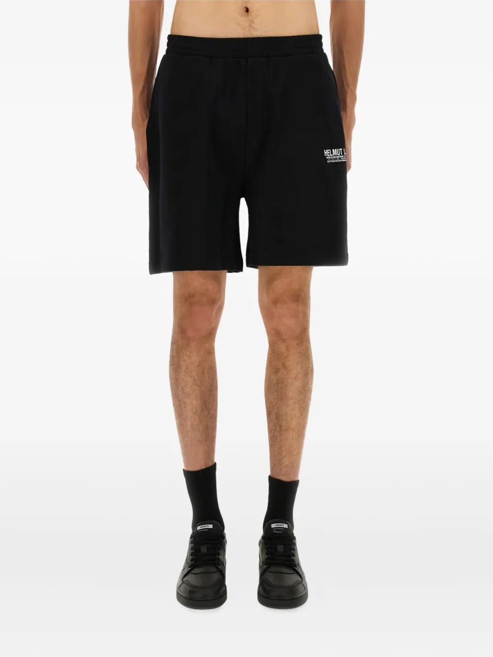 Helmut Lang logo-detail cotton shorts - ブラック Helmut Lang logo-detail cotton shorts - ブラック