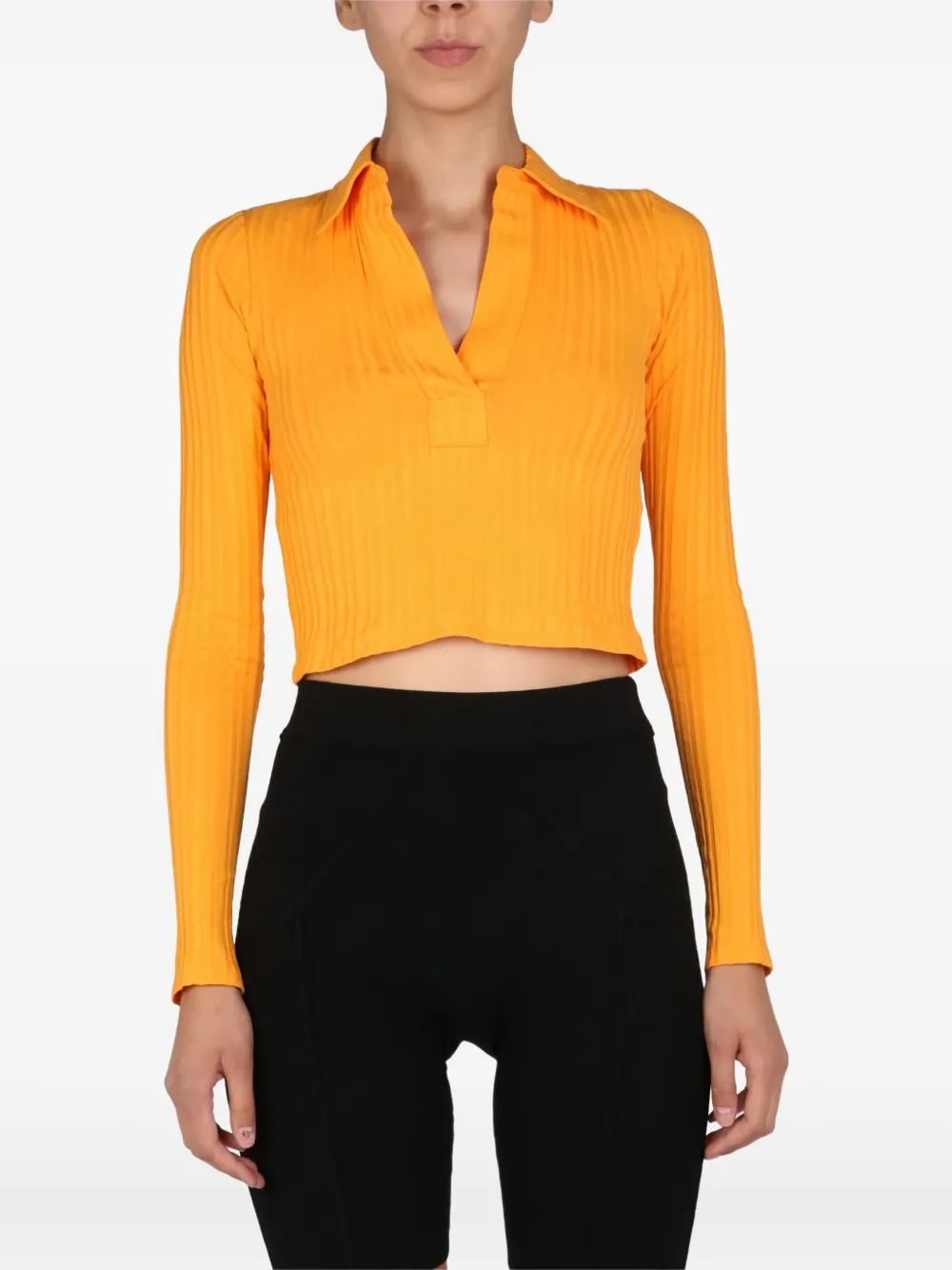 Helmut Lang collared ribbed top | Yellow | Image 1