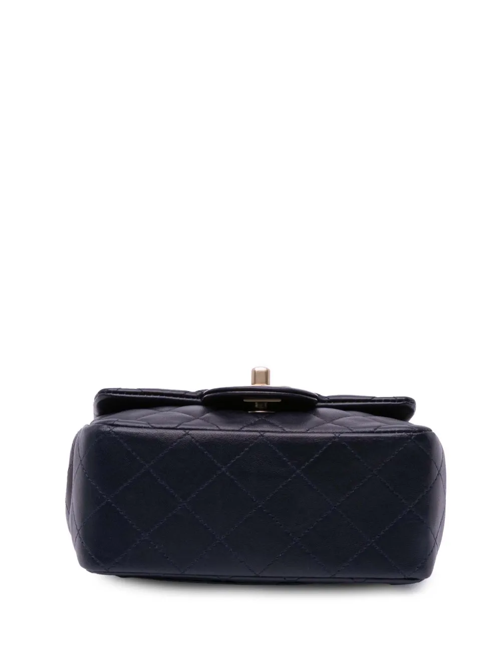 Pre-owned Chanel 2014-2015 Mini Square Classic Lambskin Single Flap Crossbody Bag In Blue