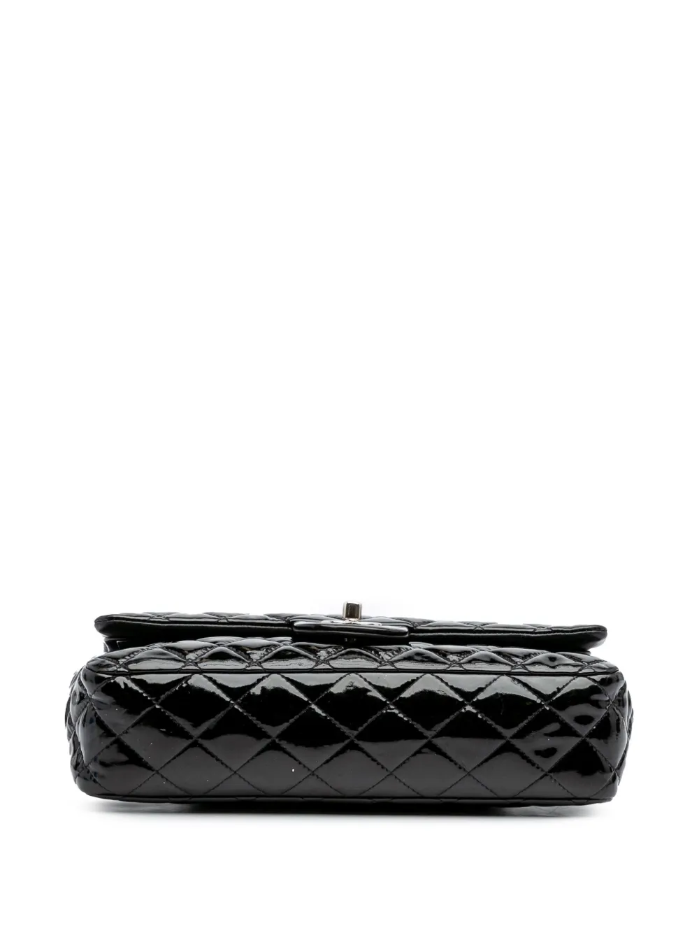 Pre-owned Chanel 2013-2014 Medium Classic Patent Double Flap Shoulder Bag In Black