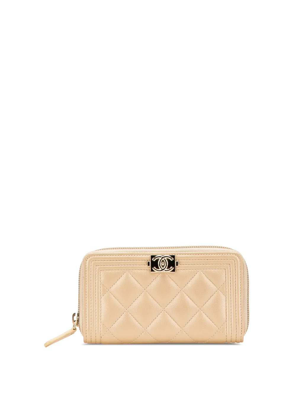 CHANEL Pre-Owned 2016-2017 Quilted Caviar Boy Zip Around Wallet long CHANEL Pre-Owned 2016-2017 Quilted Caviar Boy Zip Around Wallet long