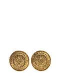 CHANEL Pre-Owned 1970-1980 Gold Plated CC Round Shield Clip on Earrings costume earrings
