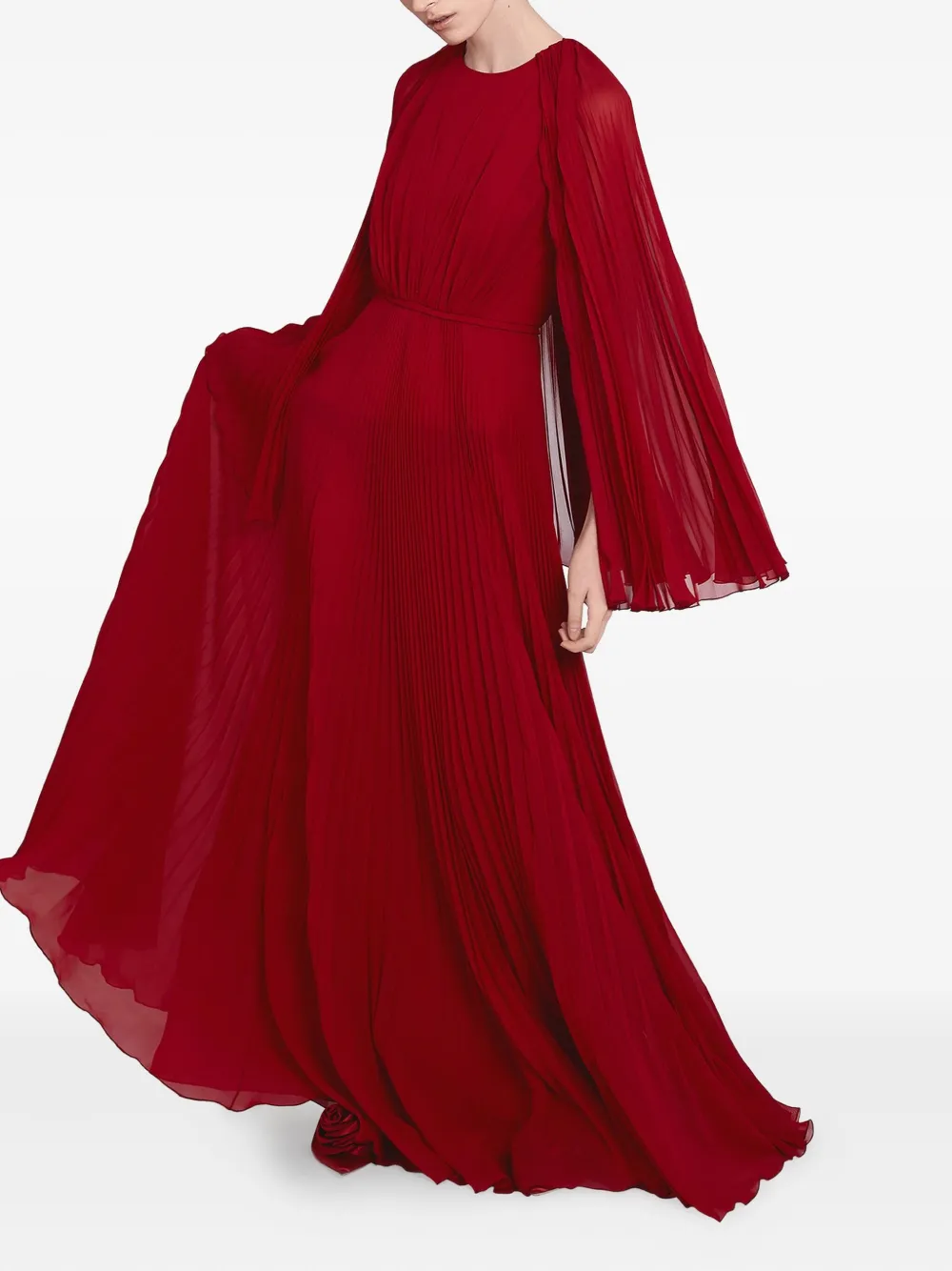 Giambattista Valli pleated cape-detail dress Rood