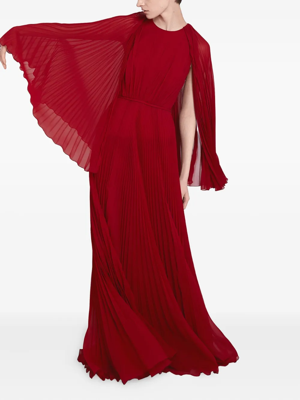 Giambattista Valli pleated cape-detail dress Rood