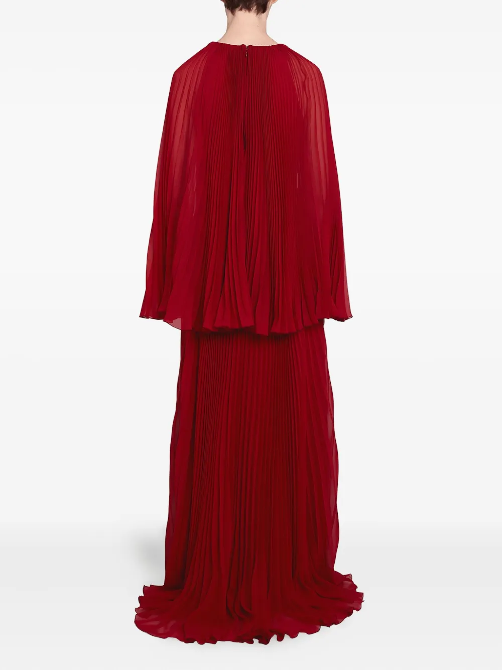 Giambattista Valli pleated cape-detail dress Rood