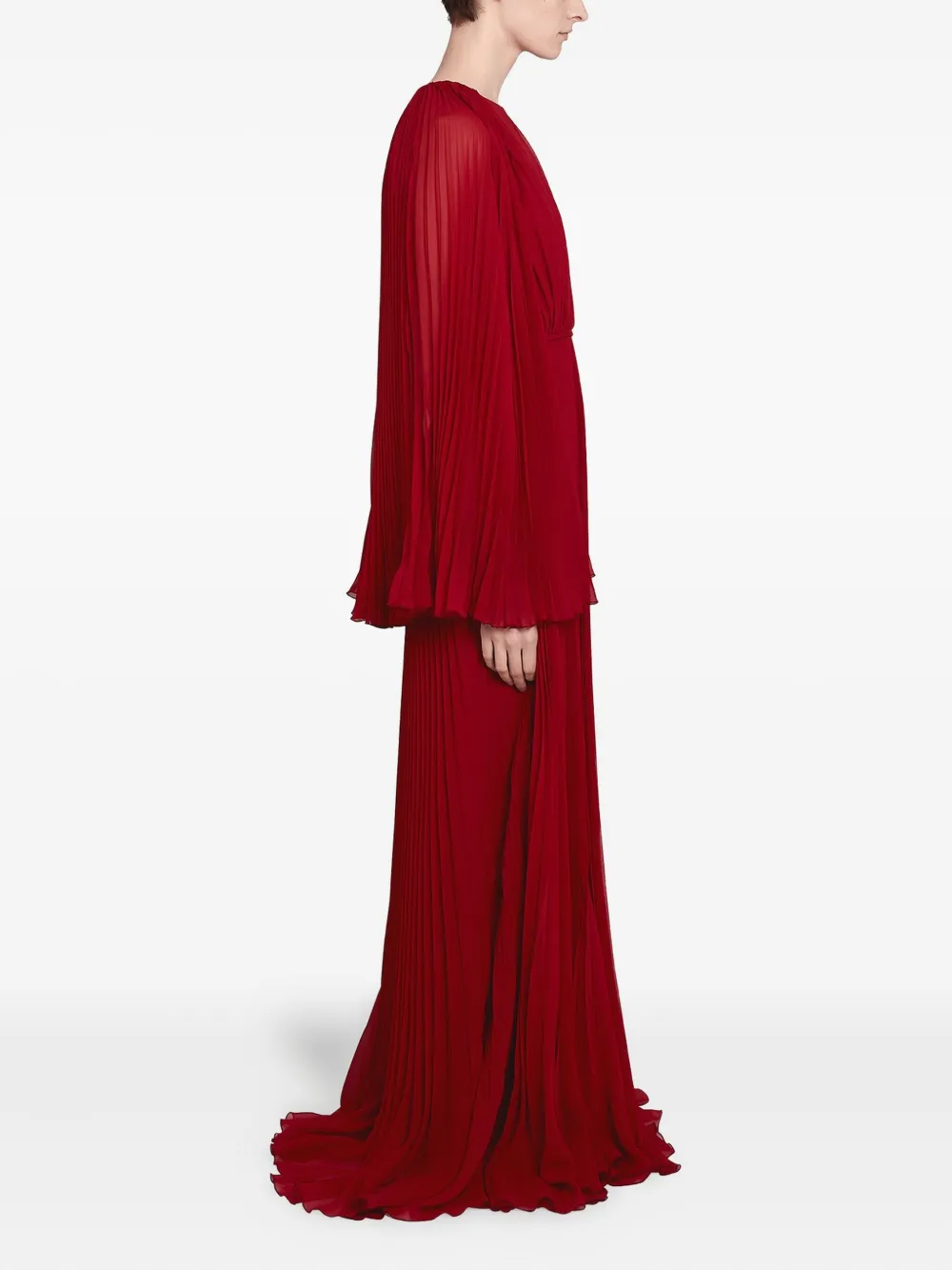 Giambattista Valli pleated cape-detail dress Rood