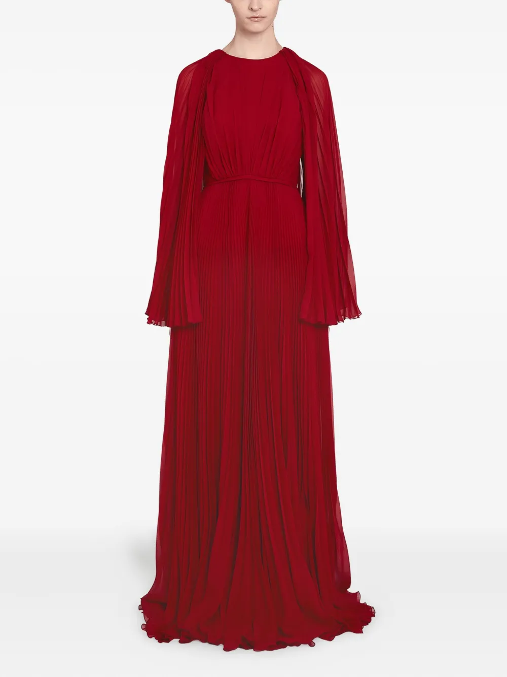 Giambattista Valli pleated cape-detail dress Rood