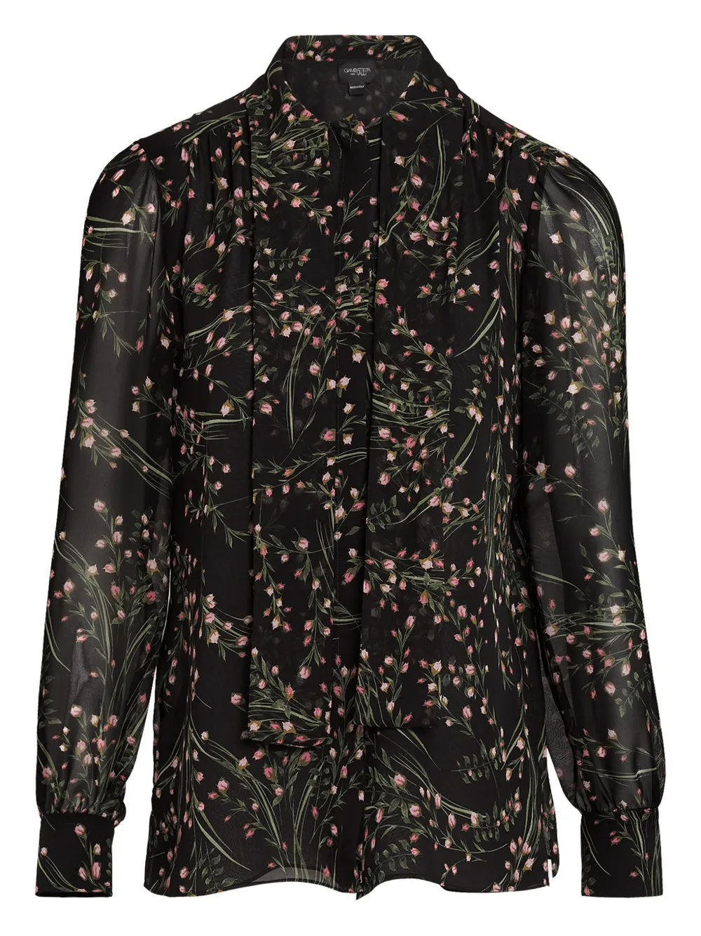 Giambattista Valli floral-print tie-neck blouse Zwart