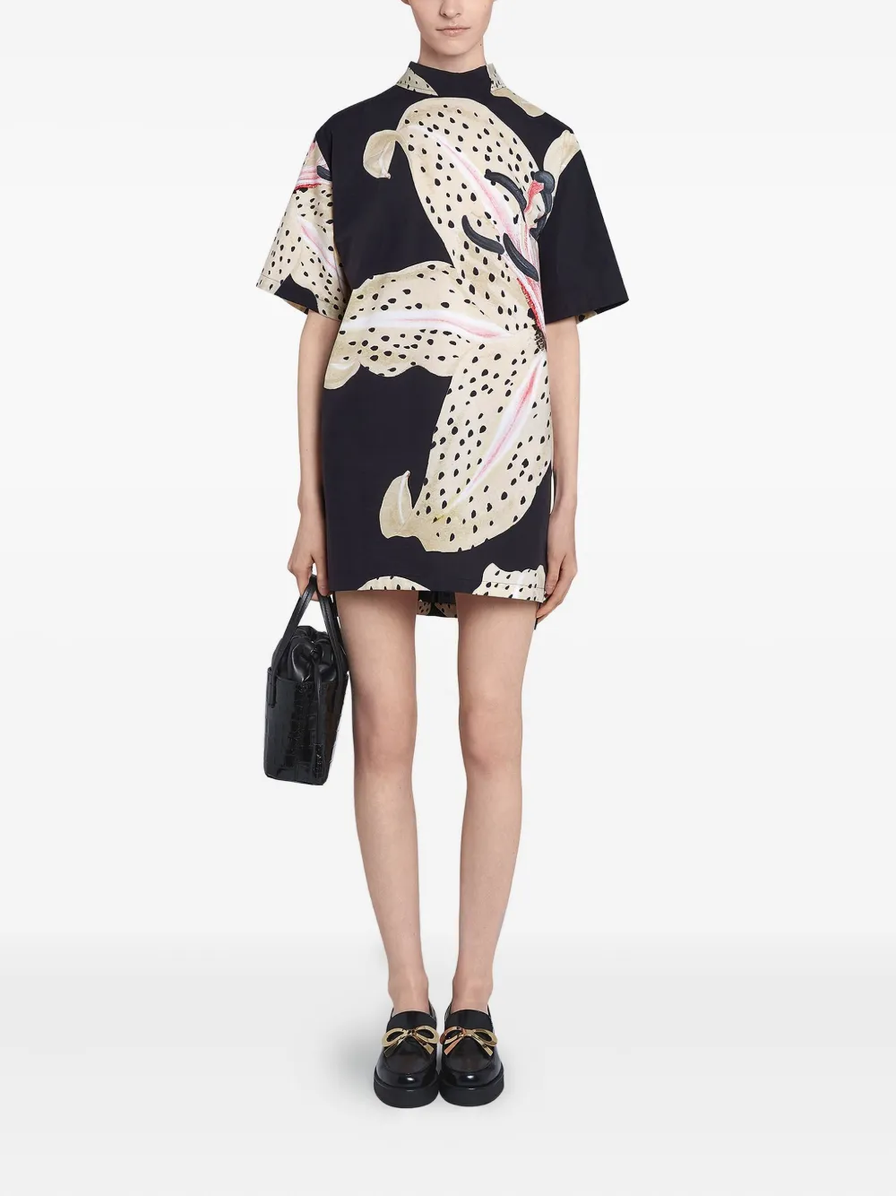 Giambattista Valli Lily-print Poplin Blouse In Black