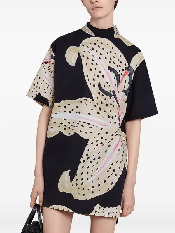 Giambattista Valli Lily-print Poplin Blouse in Black