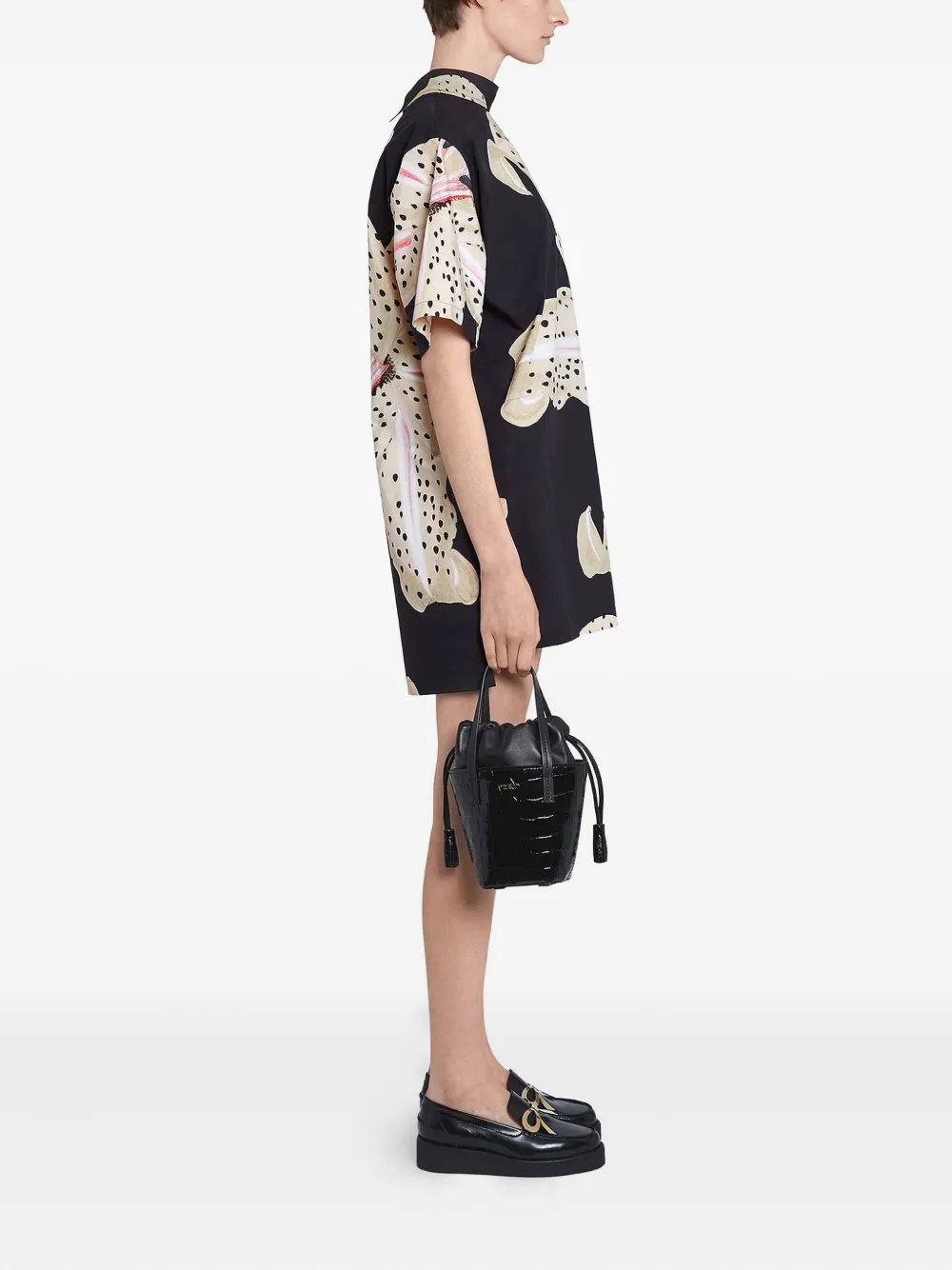 Giambattista Valli Lily-print Poplin Blouse In Black