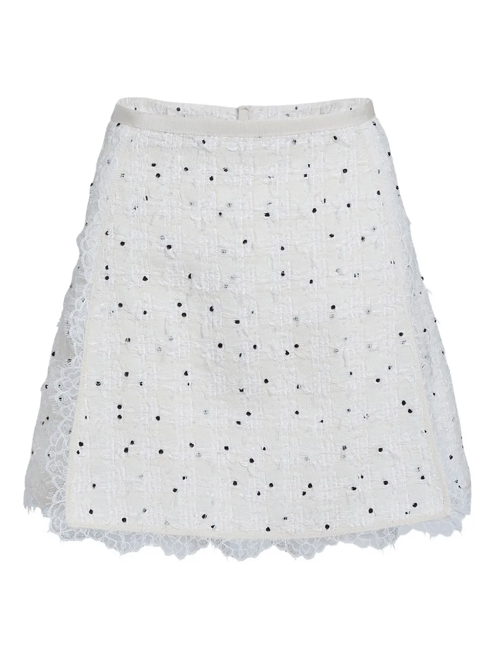 Giambattista Valli Mini-rok met stippen en kanten afwerking Wit