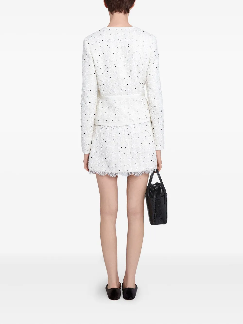 Giambattista Valli Mini-rok met stippen en kanten afwerking - Wit