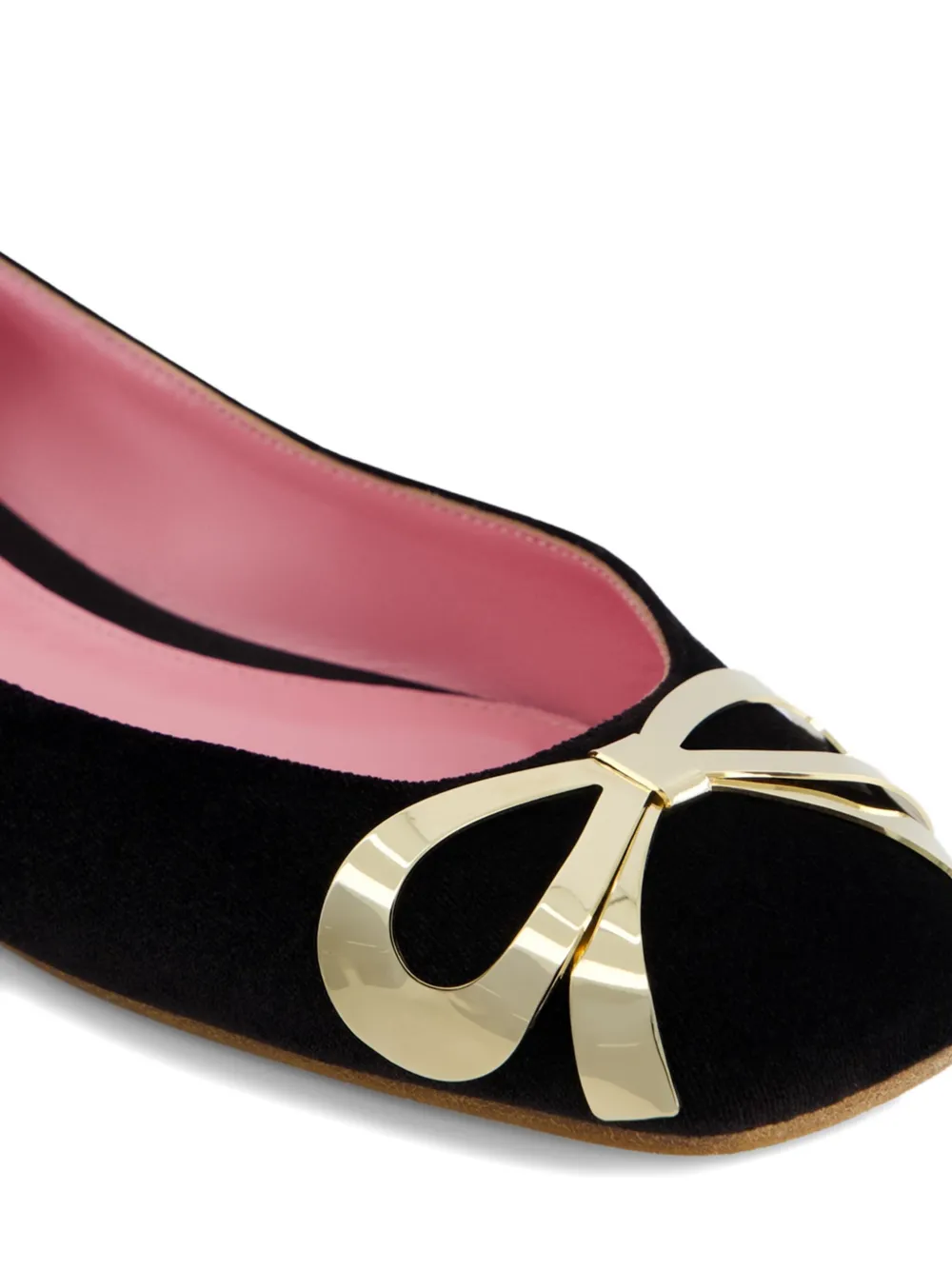 Giambattista Valli Fluwelen ballerina's met strikdetail Zwart