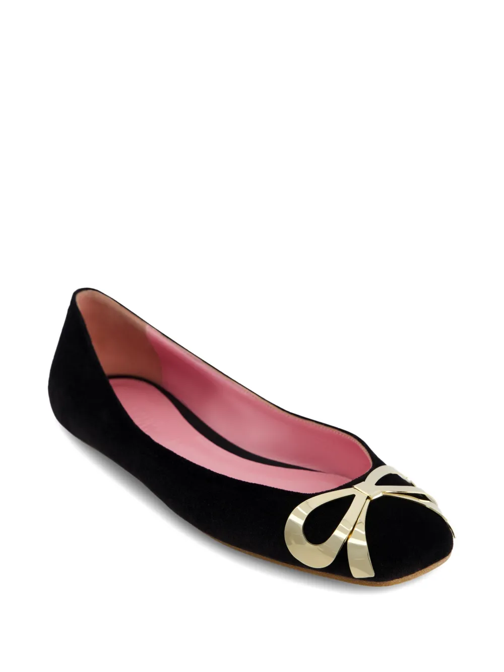 Giambattista Valli Fluwelen ballerina's met strikdetail - Zwart