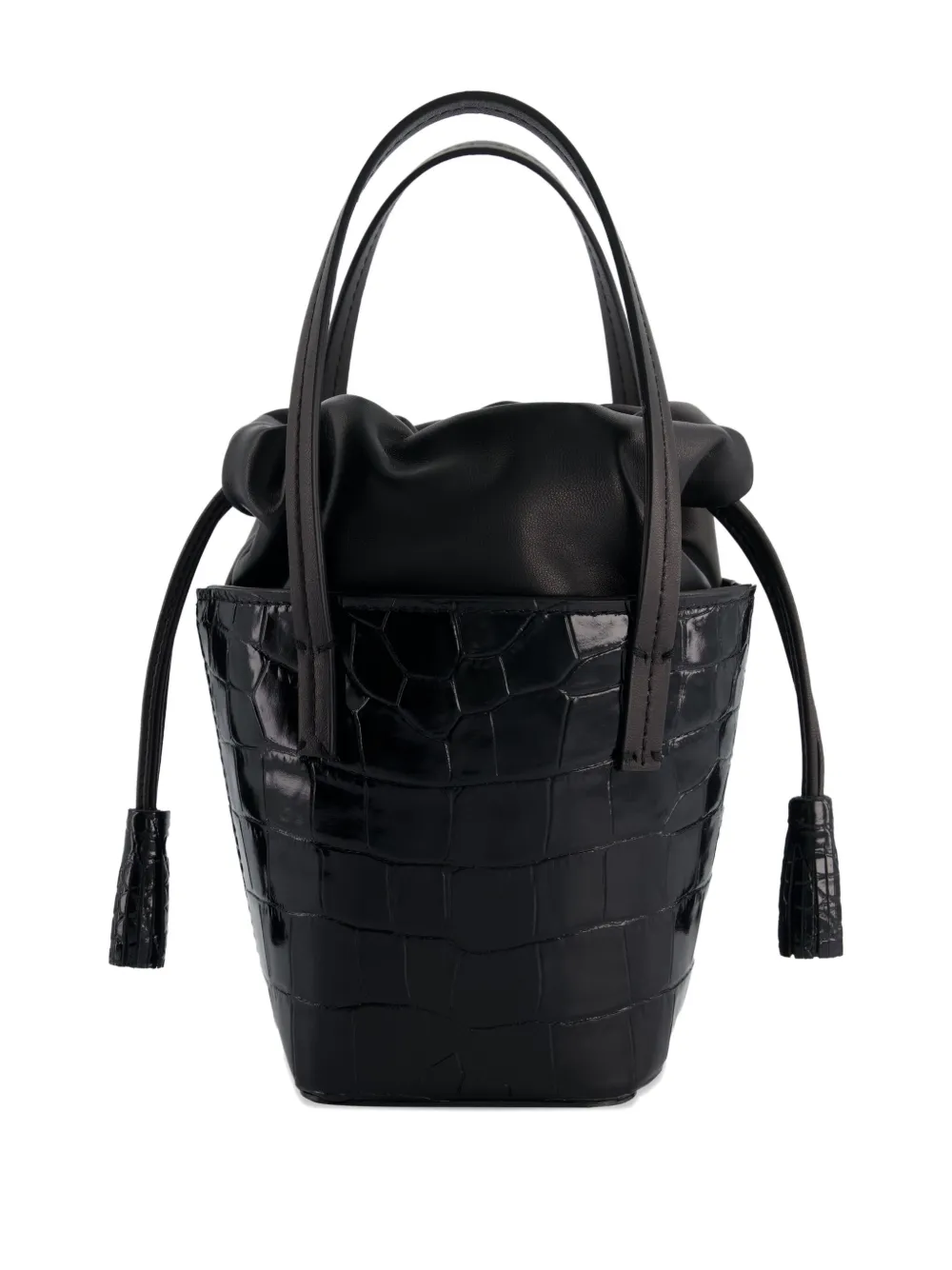 Giambattista Valli Croco-effect Bucket Bag In Black