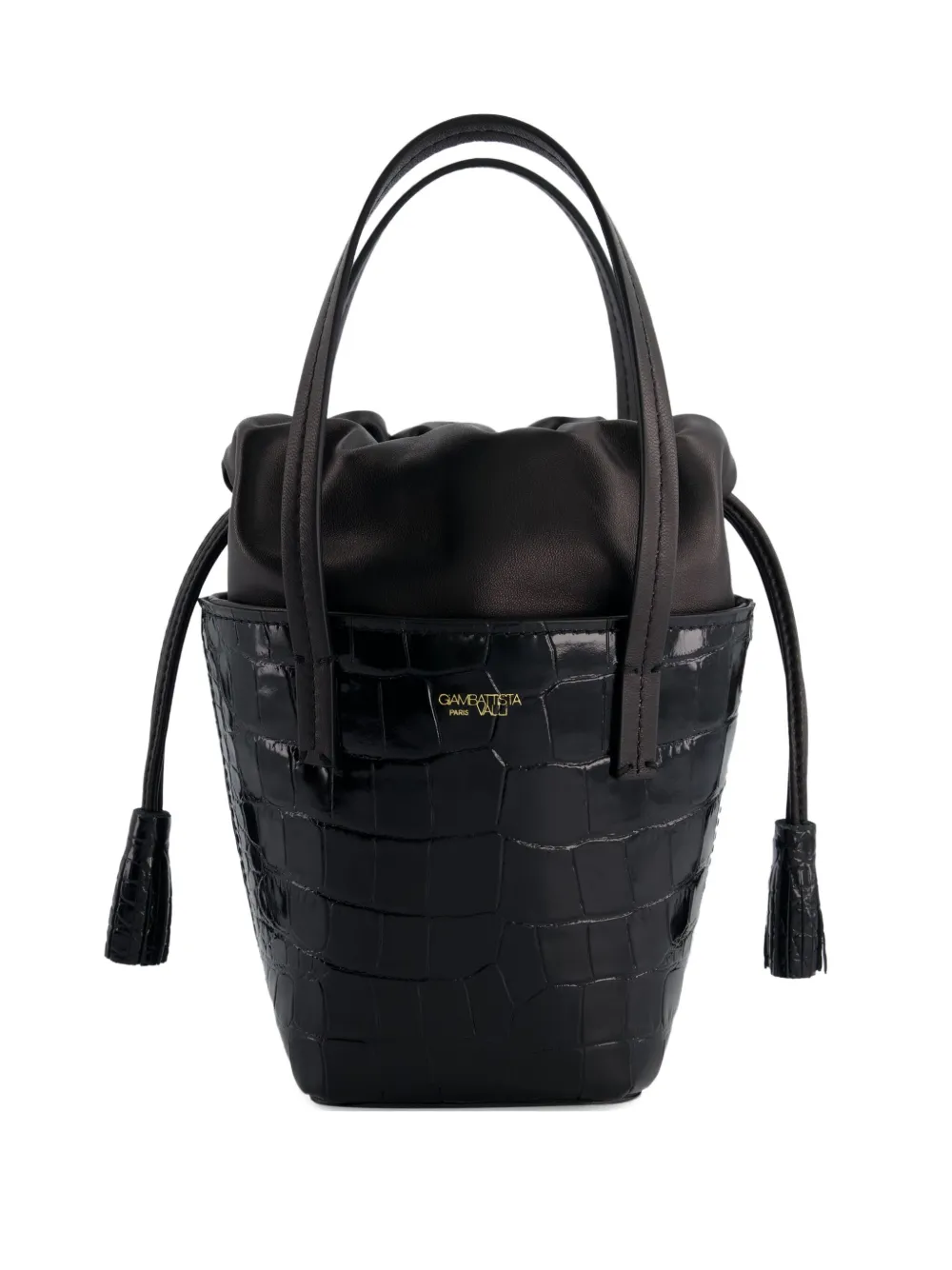 Giambattista Valli Croco-effect Bucket Bag In Black