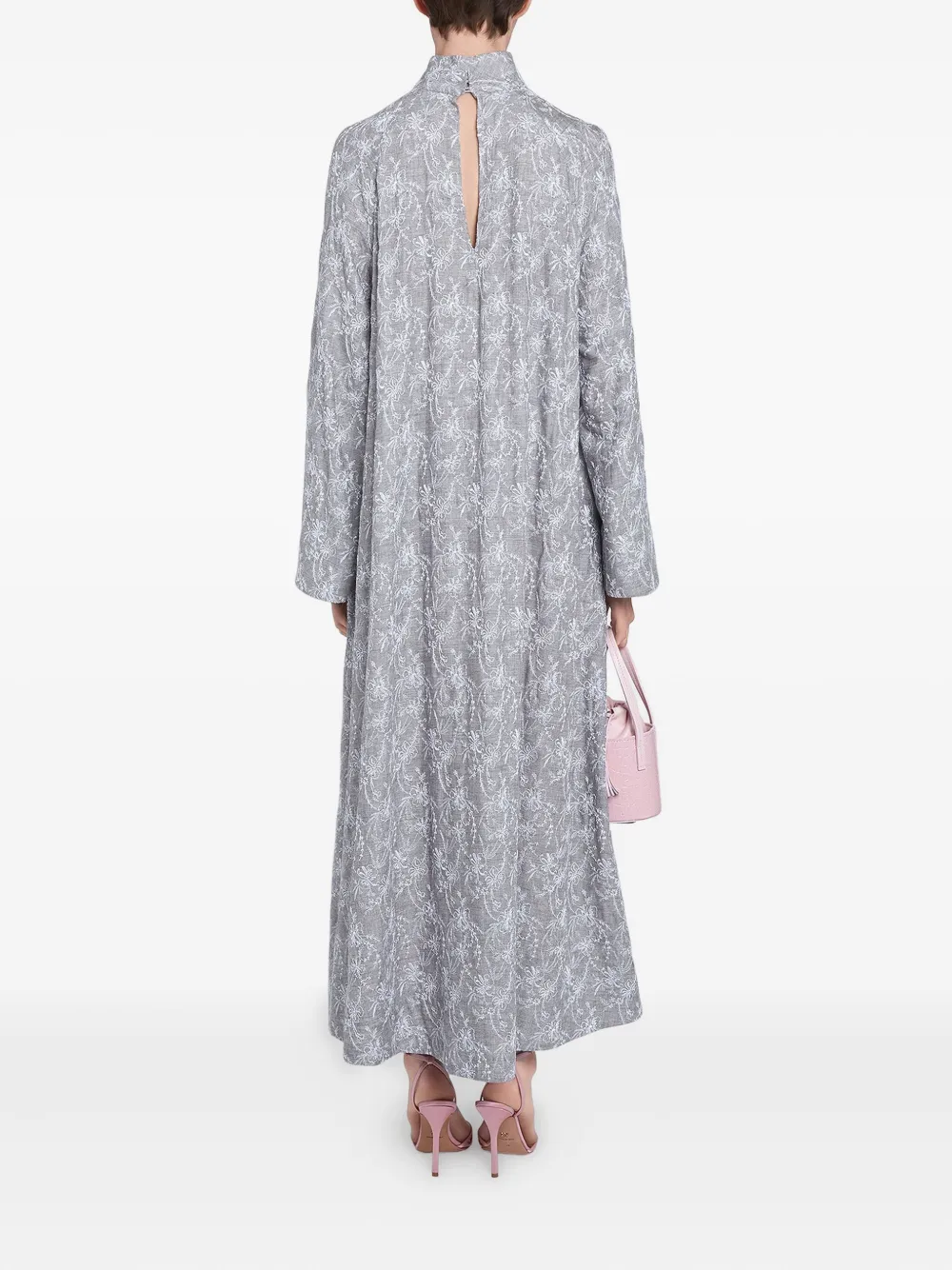 Giambattista Valli embroidered high-neck dress Grijs
