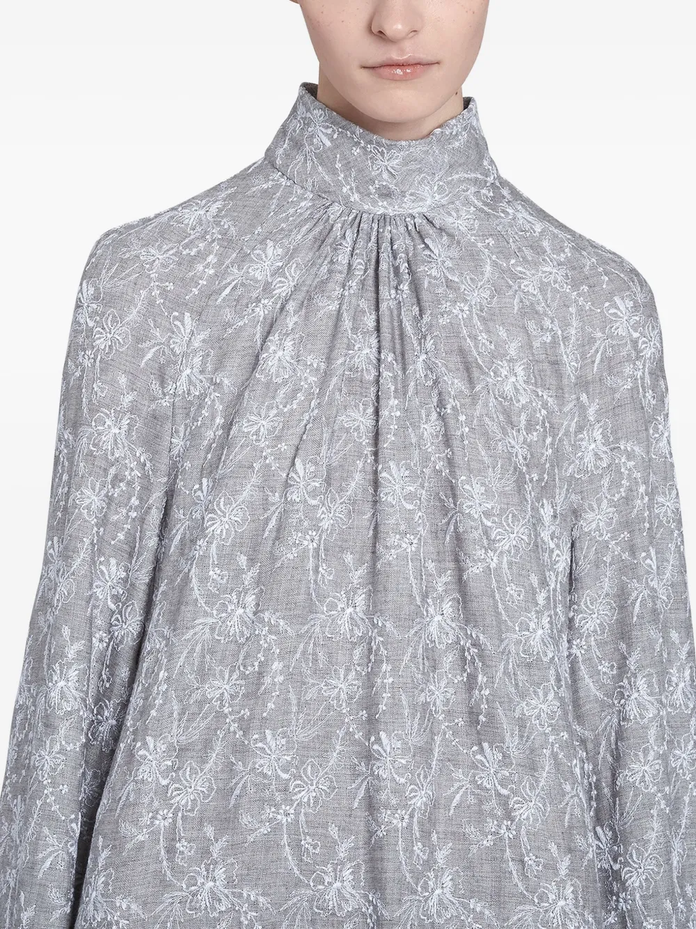 Giambattista Valli embroidered high-neck dress Grijs