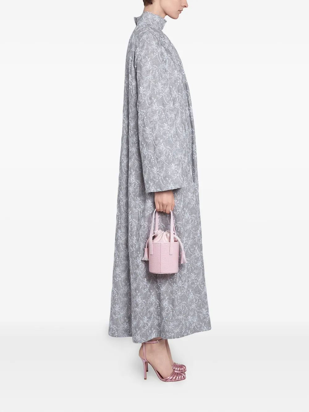 Giambattista Valli embroidered high-neck dress Grijs