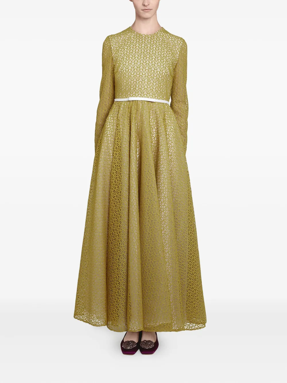 Giambattista Valli Macramé maxi-jurk met kant - Geel