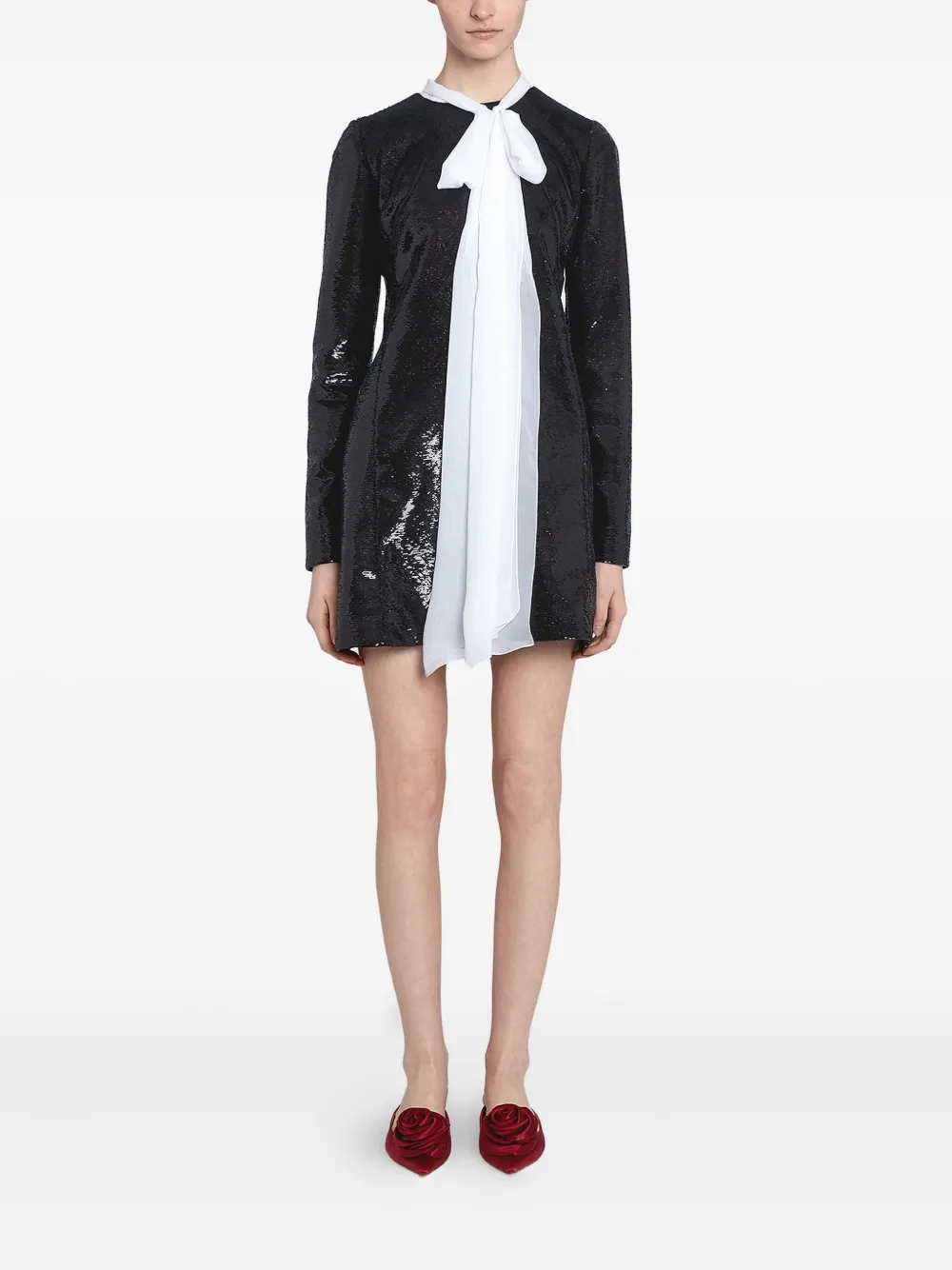 Giambattista Valli sequin self-tie neck dress Zwart