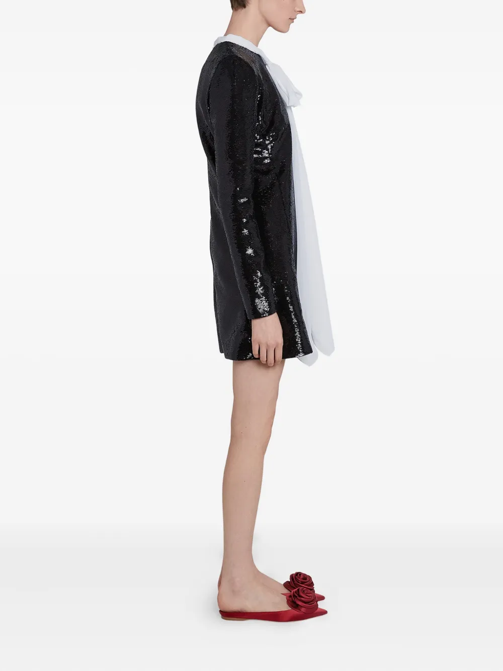 Giambattista Valli sequin self-tie neck dress Zwart