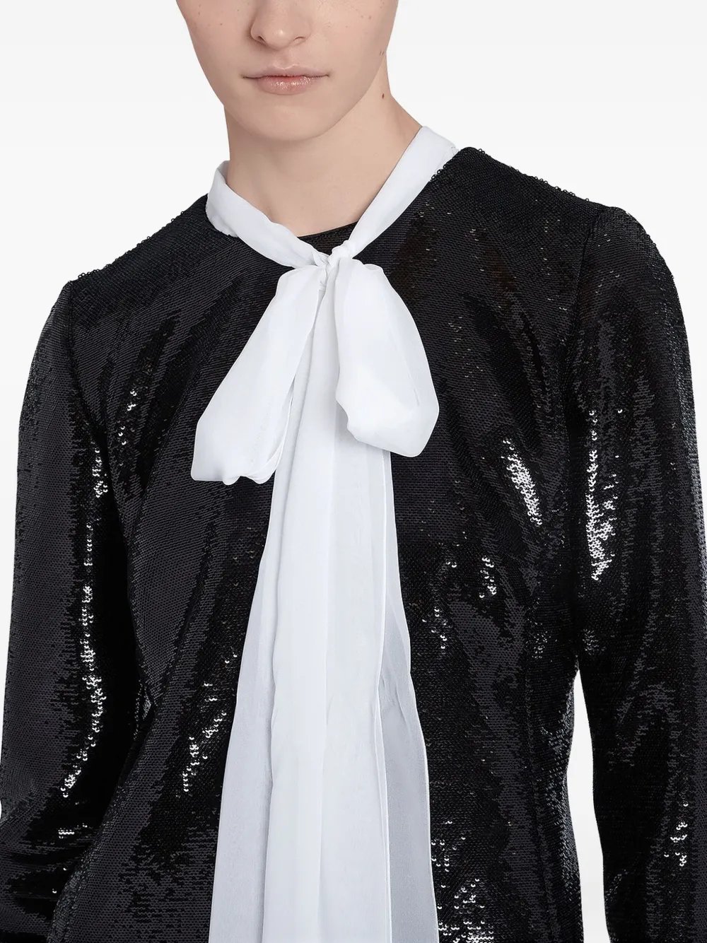 Giambattista Valli sequin self-tie neck dress Zwart