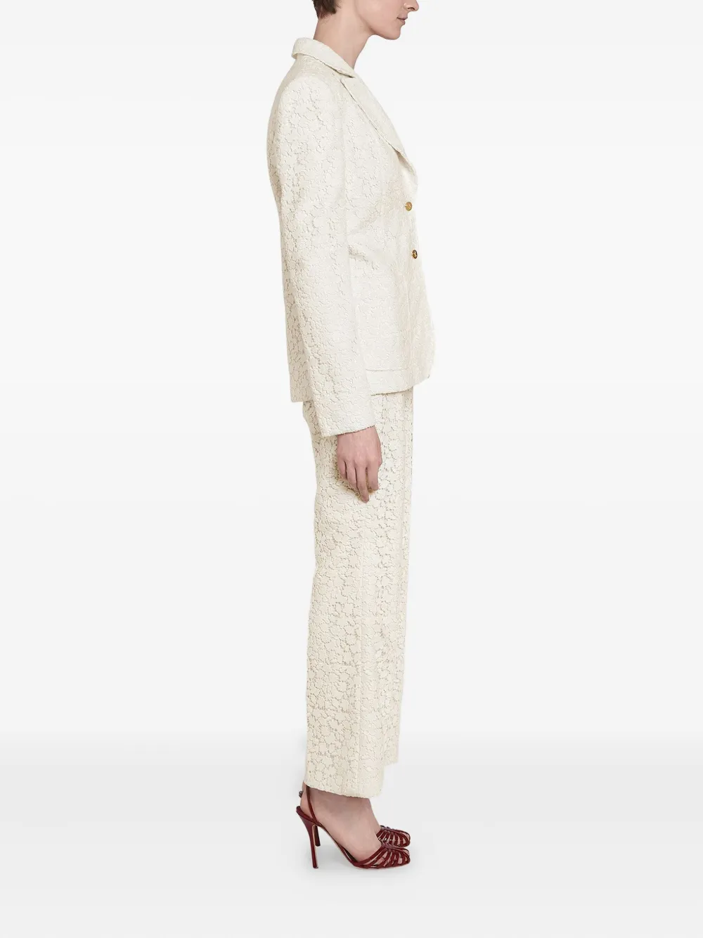 Giambattista Valli Daisy macramé blazer Wit