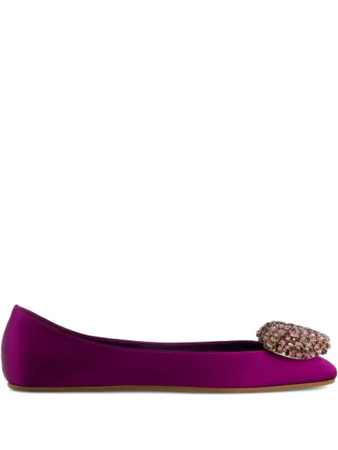 Giambattista Valli flats satinados con detalle de corazón