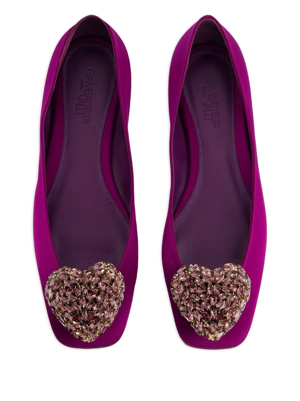 Giambattista Valli Heart-embellished Satin Ballet Flats In Purple