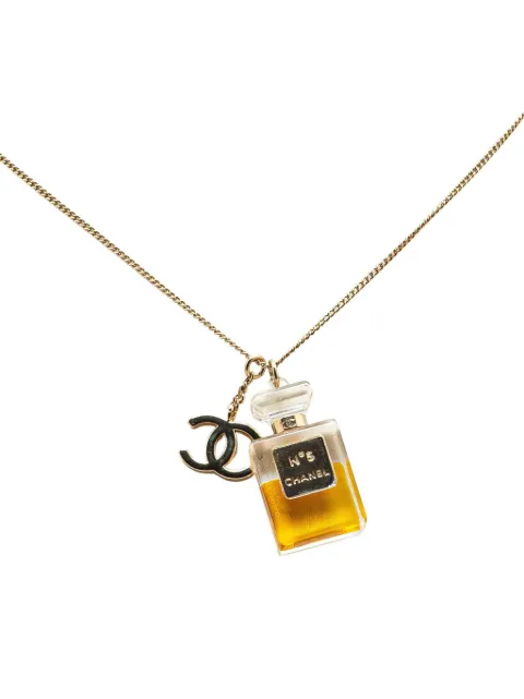 CHANEL Pre-Owned 2008 Gold Plated CC Perfume Bottle Pendant Necklace costume necklace