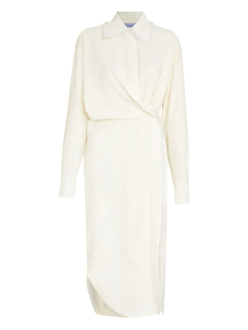 Gloria Coelho Knotted Fringe Midi Shirt Dress In White