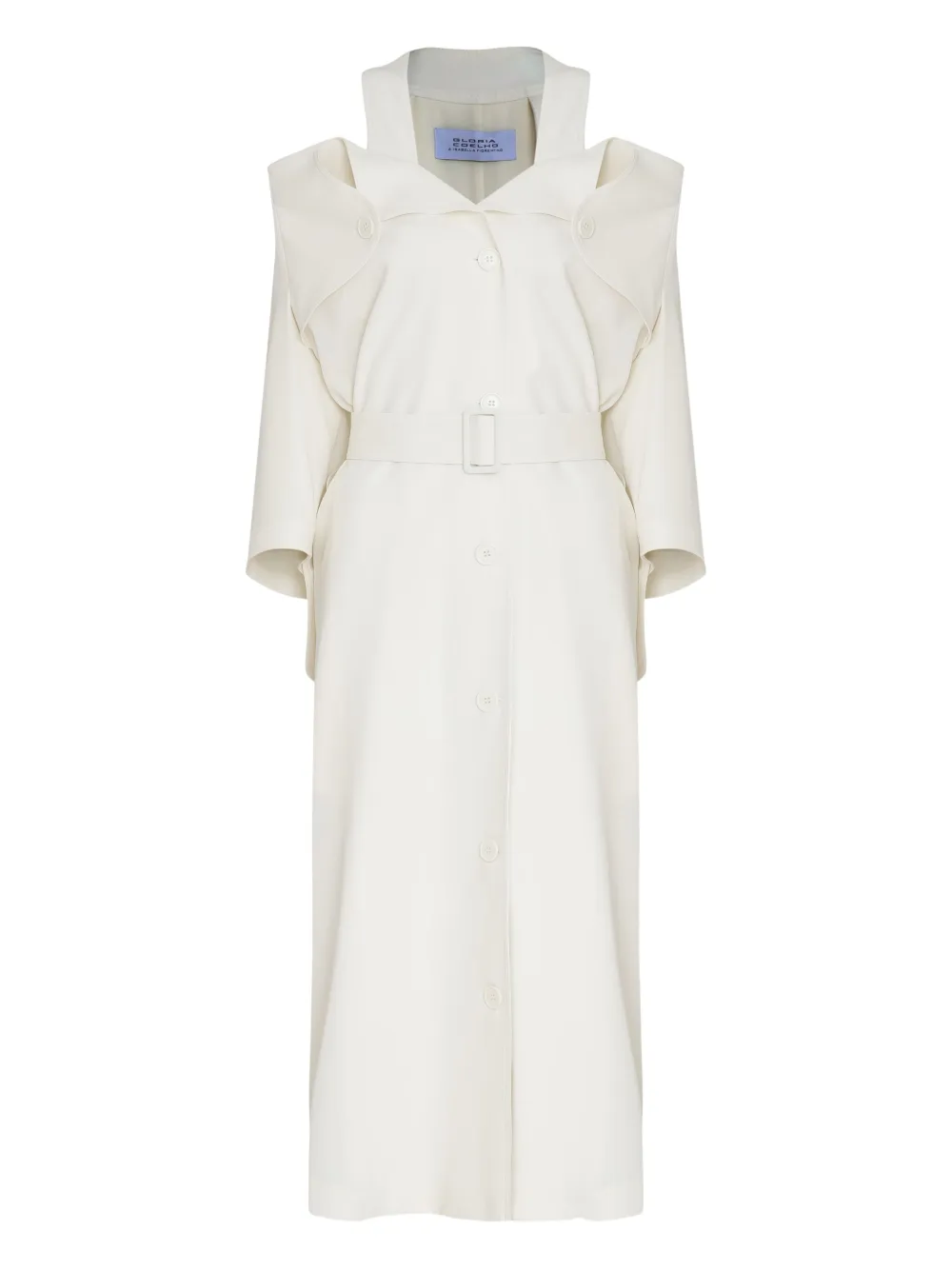 Gloria Coelho Cut-out Belted-coat Midi Dress In White