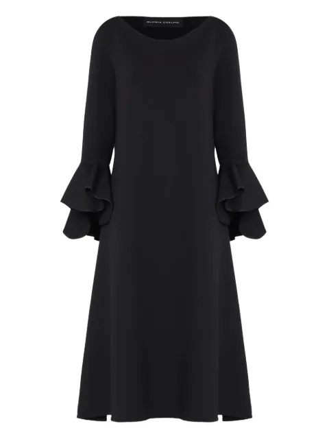 Gloria Coelho vestido midi con volantes en las mangas