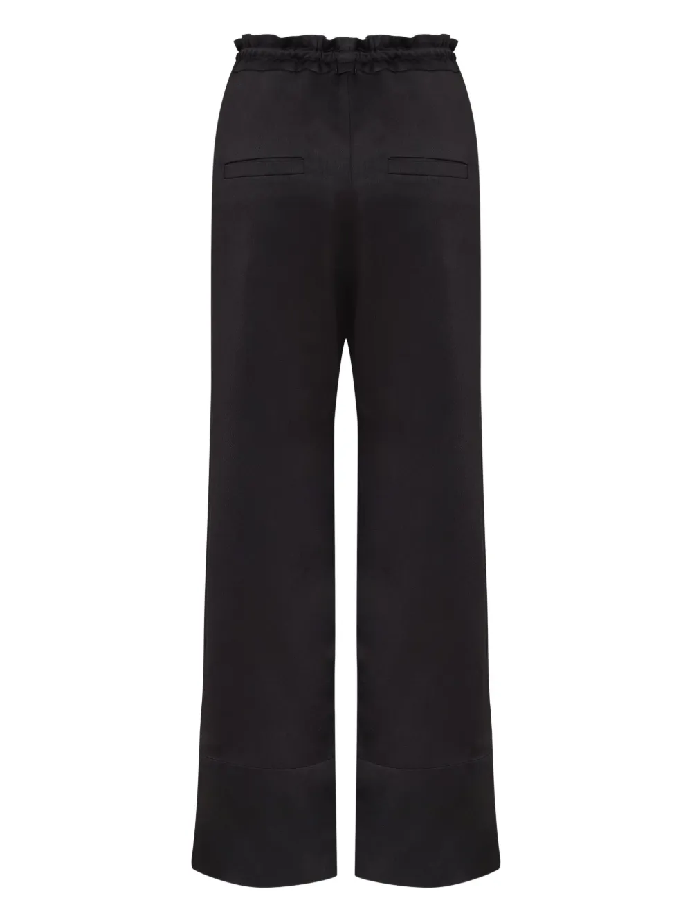 Gloria Coelho Drawstring Ruflled Straight Trousers In Black