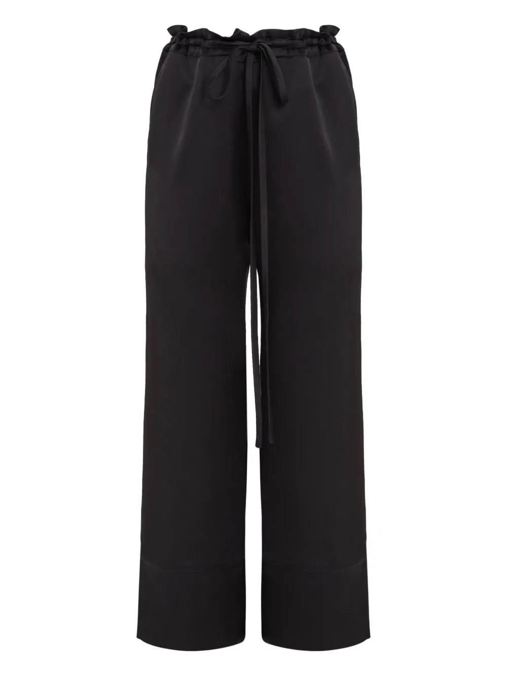 Gloria Coelho Drawstring Ruflled Straight Trousers In Black
