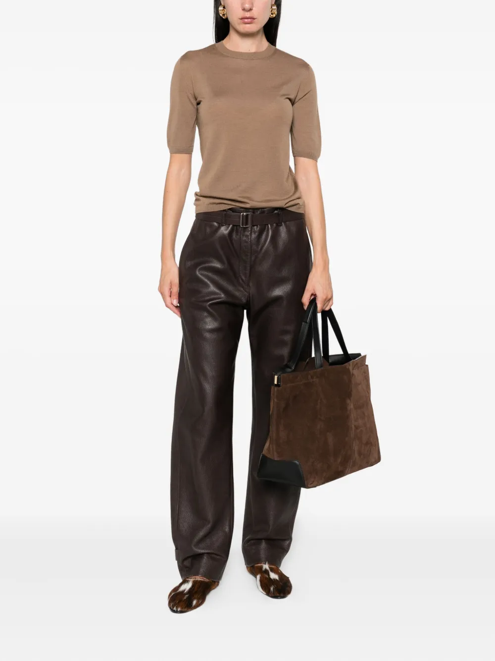 Max Mara short-sleeve wool top Bruin