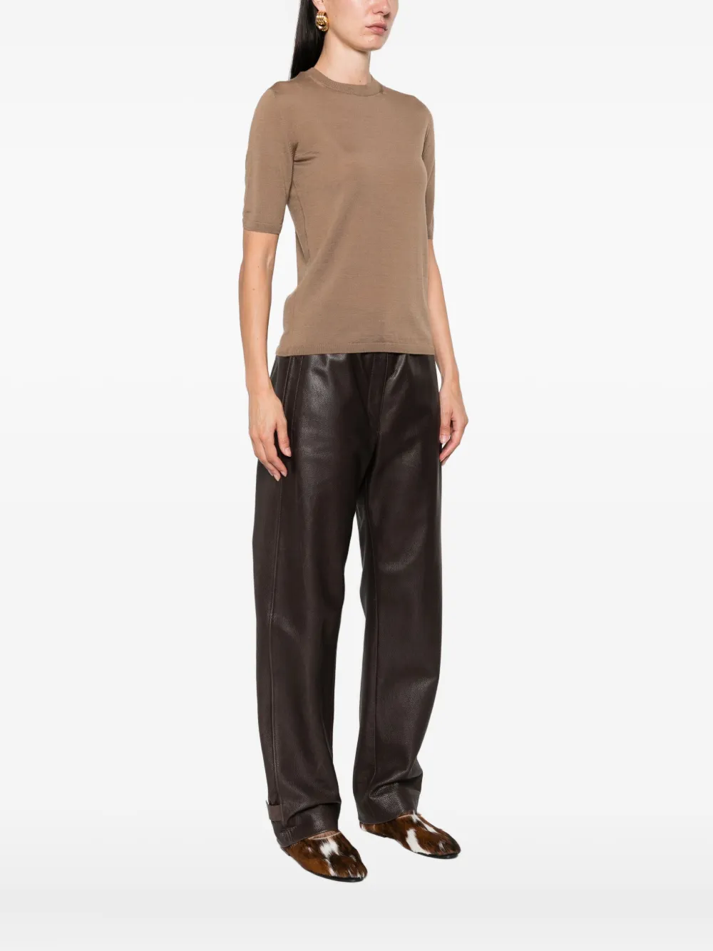 Max Mara short-sleeve wool top Bruin