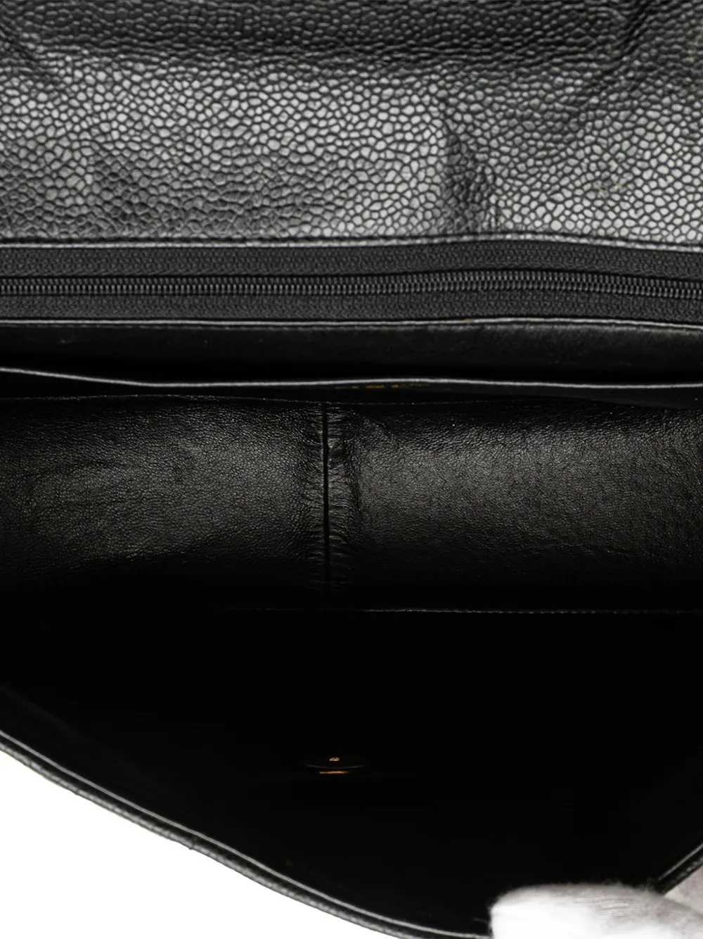 Pre-owned Chanel 1991-1994 Jumbo Xl Caviar Mademoiselle Flap Shoulder Bag In Black