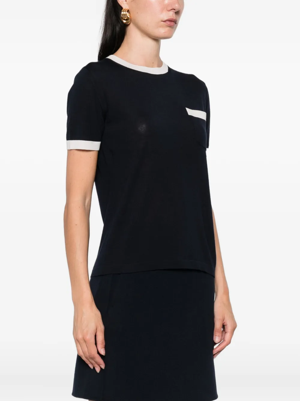'S Max Mara contrast-trim wool top Blauw